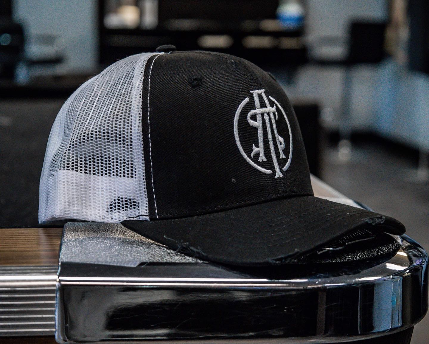 ATS Icon Distressed White Mesh Snapback Trucker Cap