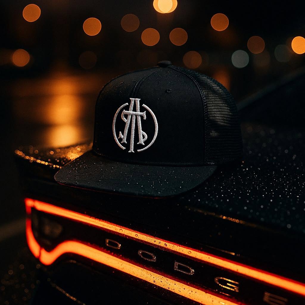 ATS Icon Distressed Black Mesh Snapback Trucker Cap
