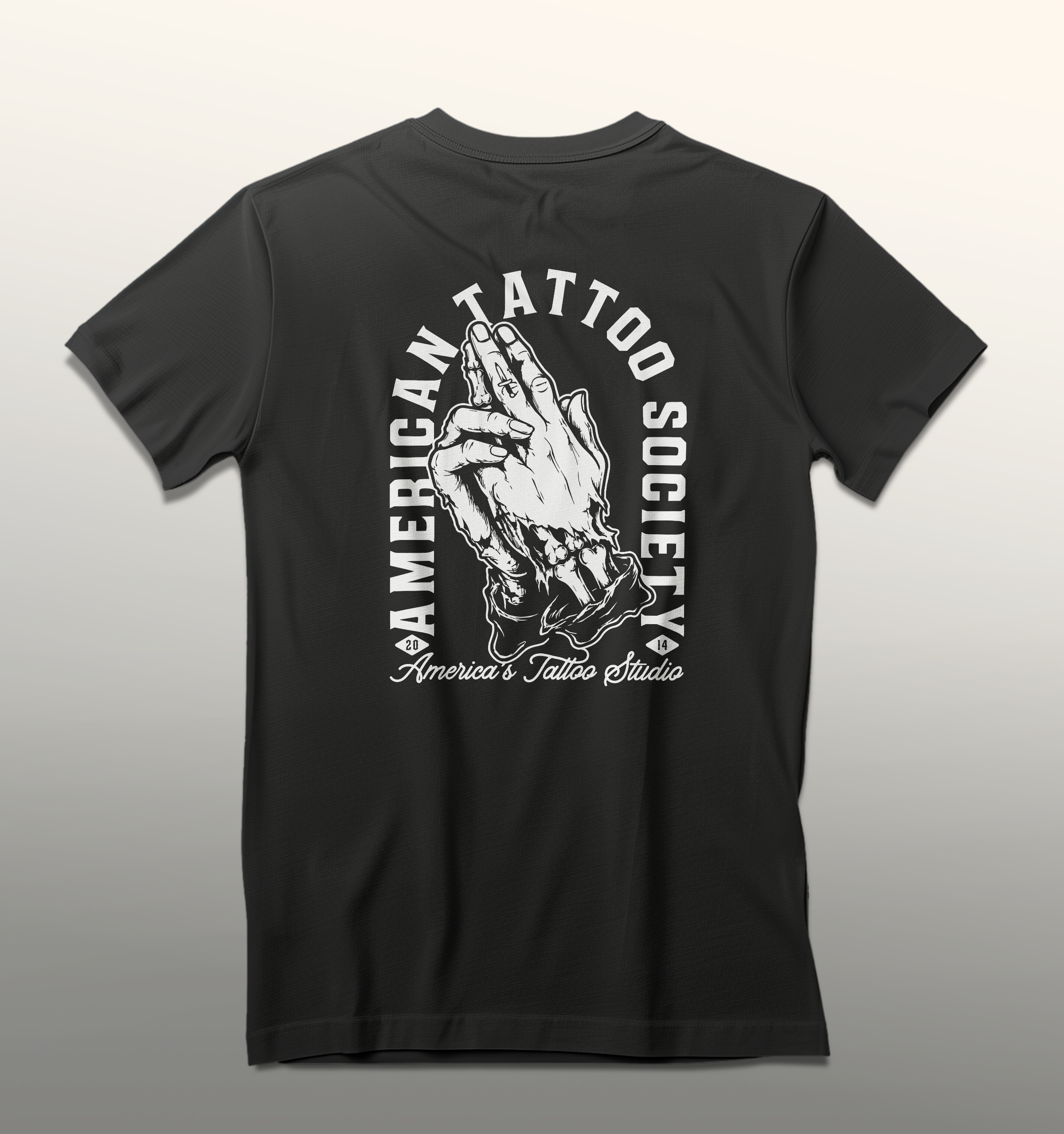 ATS Bang Bang Praying Hands - American Tattoo Society Sleeve T-Shirt