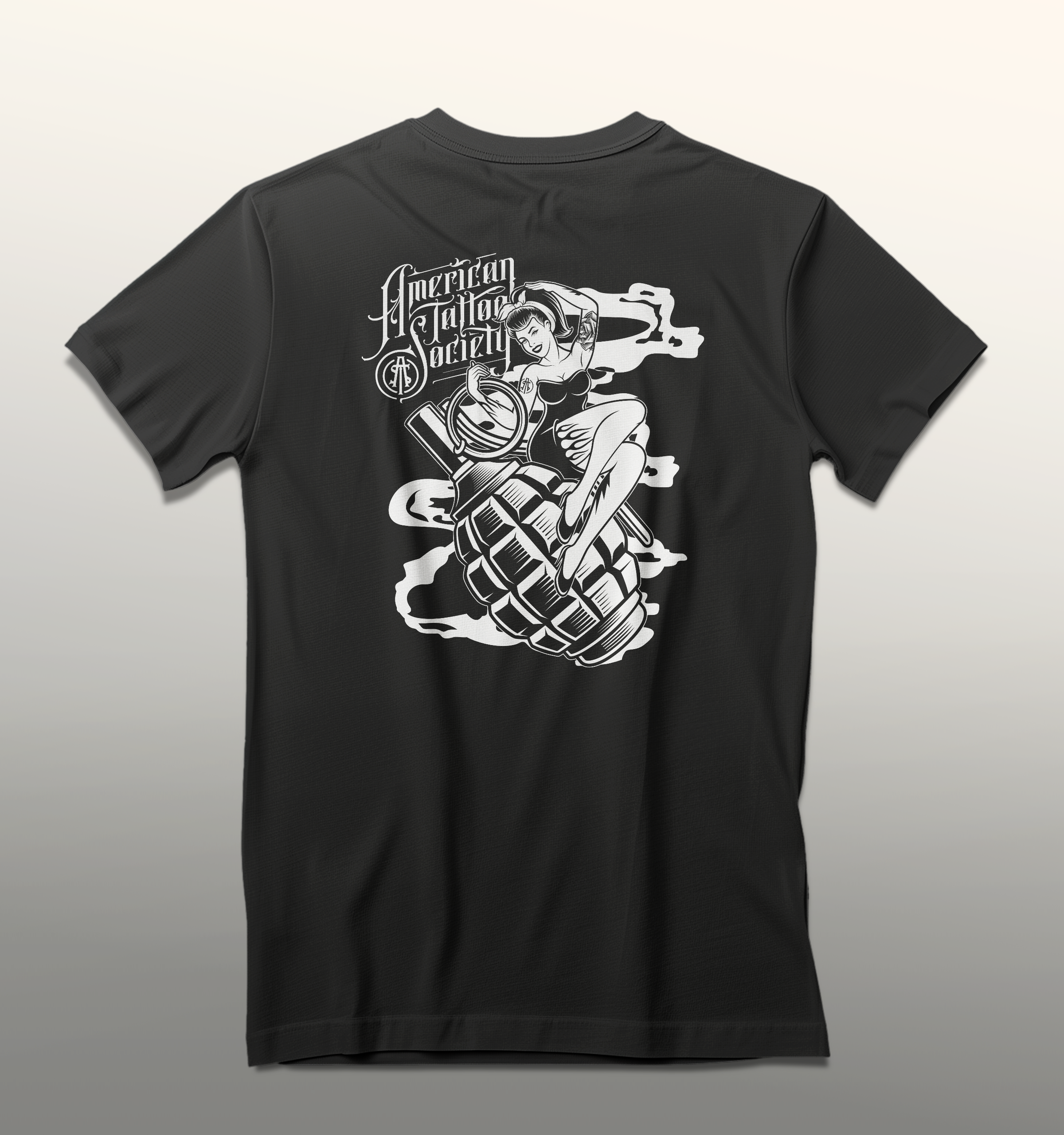 ATS Bomb Pinup t-shirt showing the graphics on the back