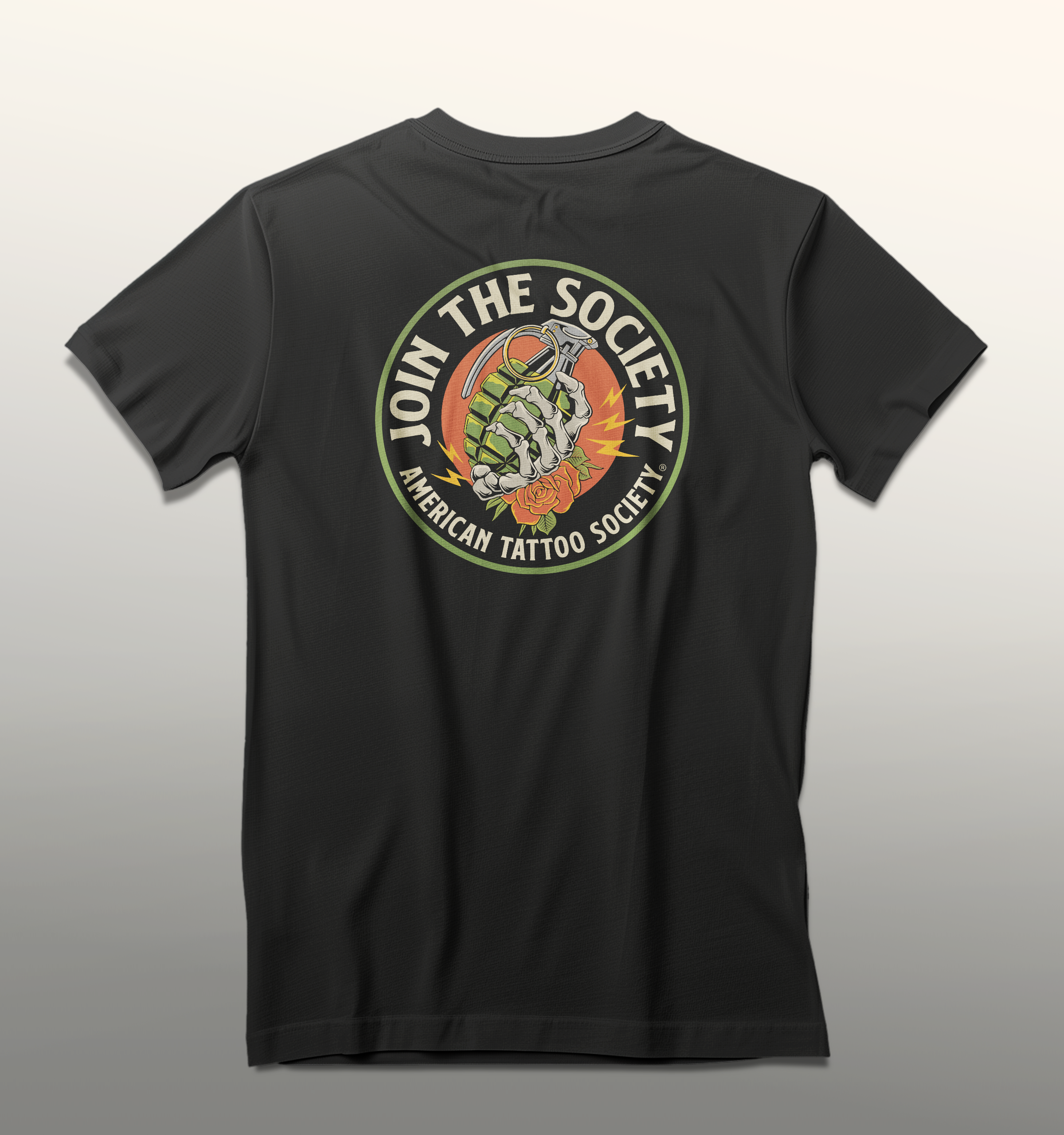 Join the Society Army shirt - shown is the graphic for the back