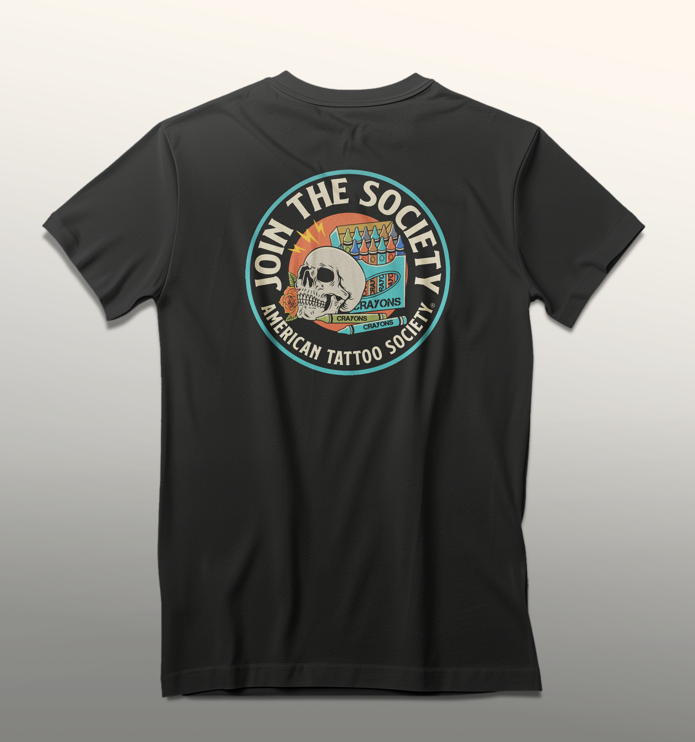 ATS Join the Society Crayon Eaters t-shirt showing the graphics on the back