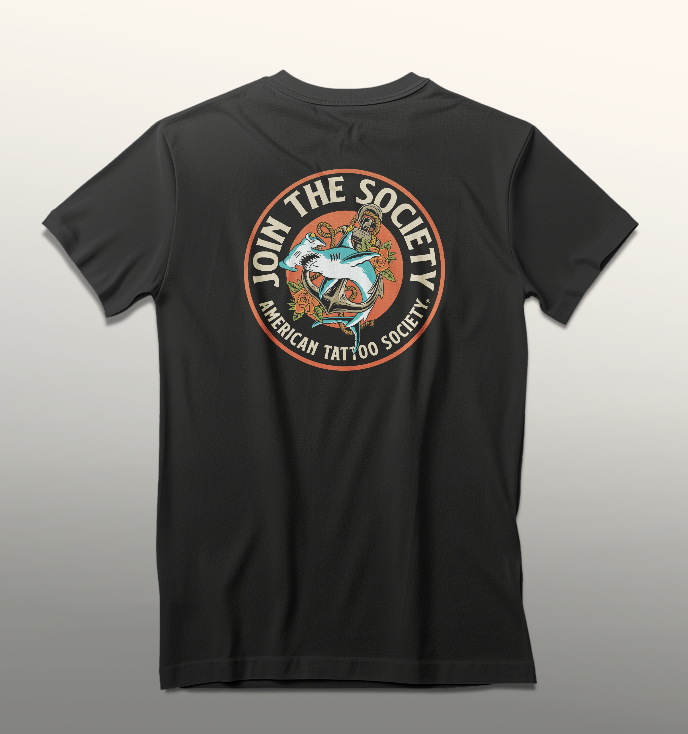 ATS Join the Society Hammerhead t-shirt showing the graphics on the back