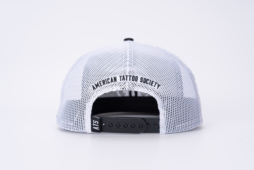 ATS Icon Distressed White Mesh Snapback Trucker Cap
