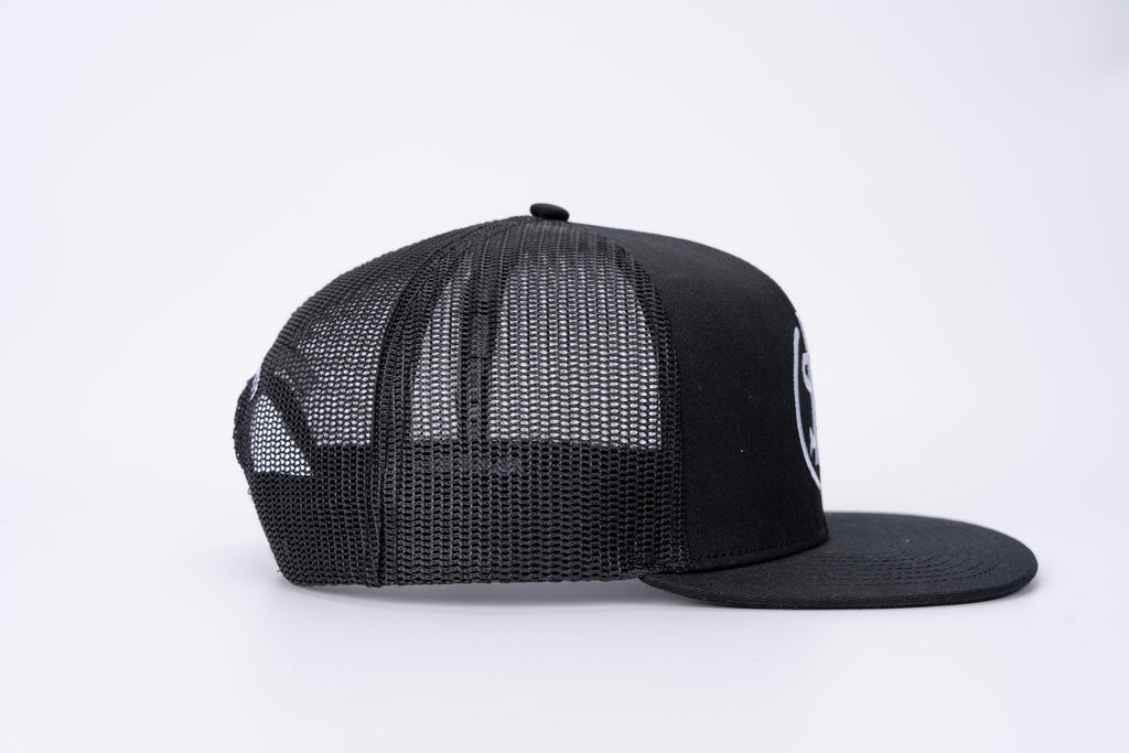 ATS Icon Distressed Black Mesh Snapback Trucker Cap