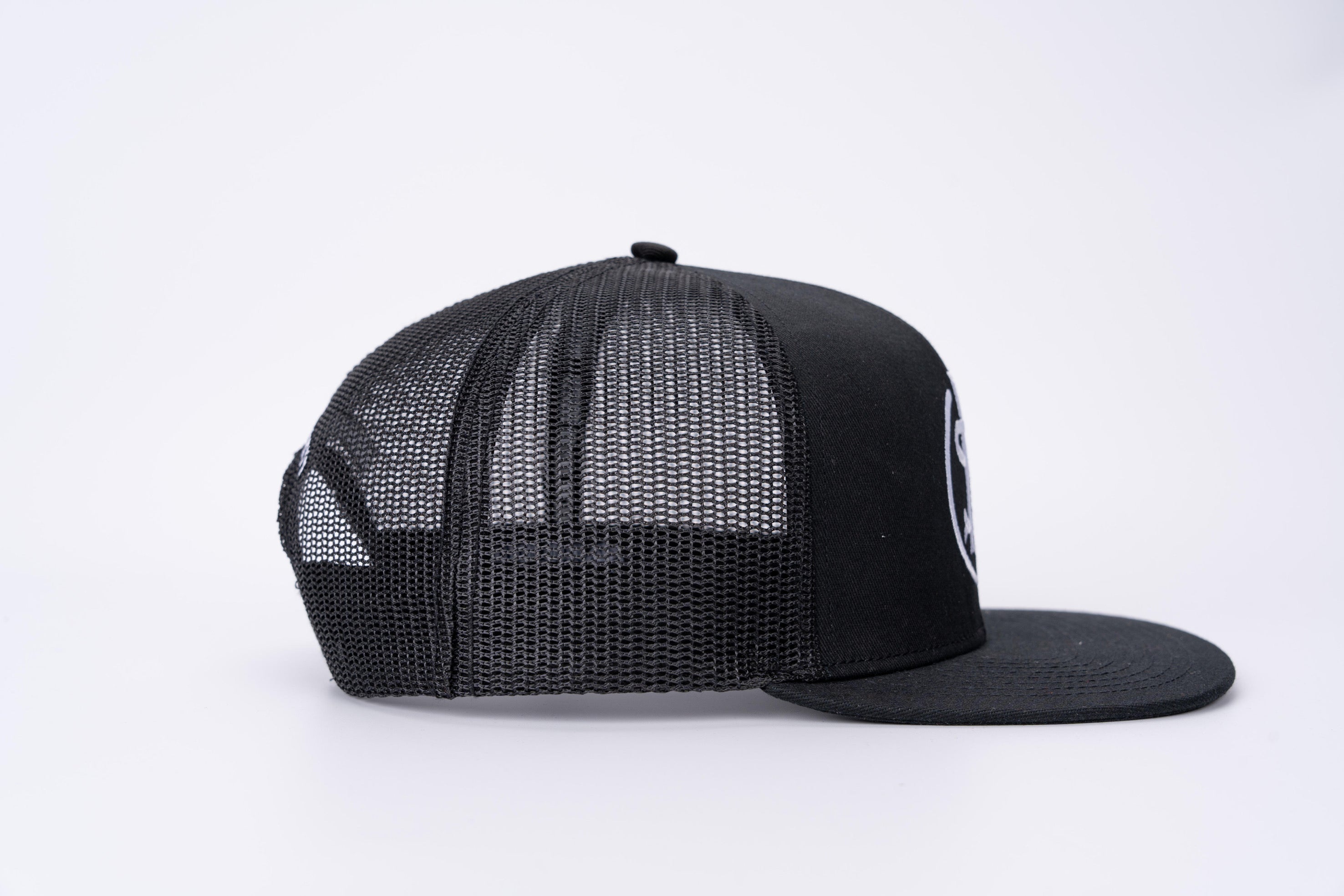 ATS Icon Distressed Black Mesh Snapback Trucker Cap