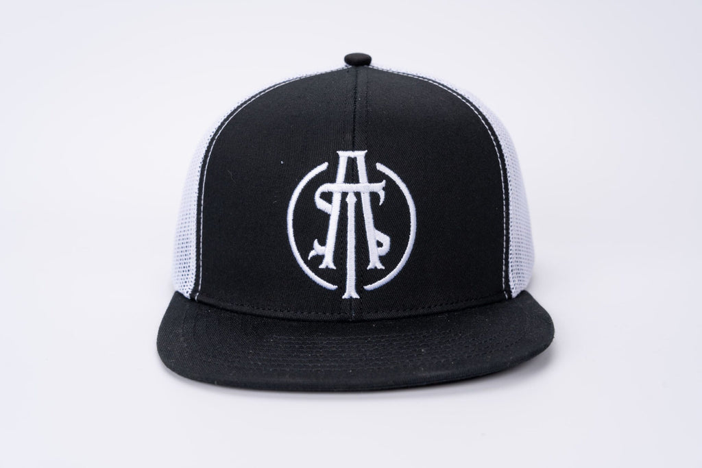 ATS Icon Distressed White Mesh Snapback Trucker Cap