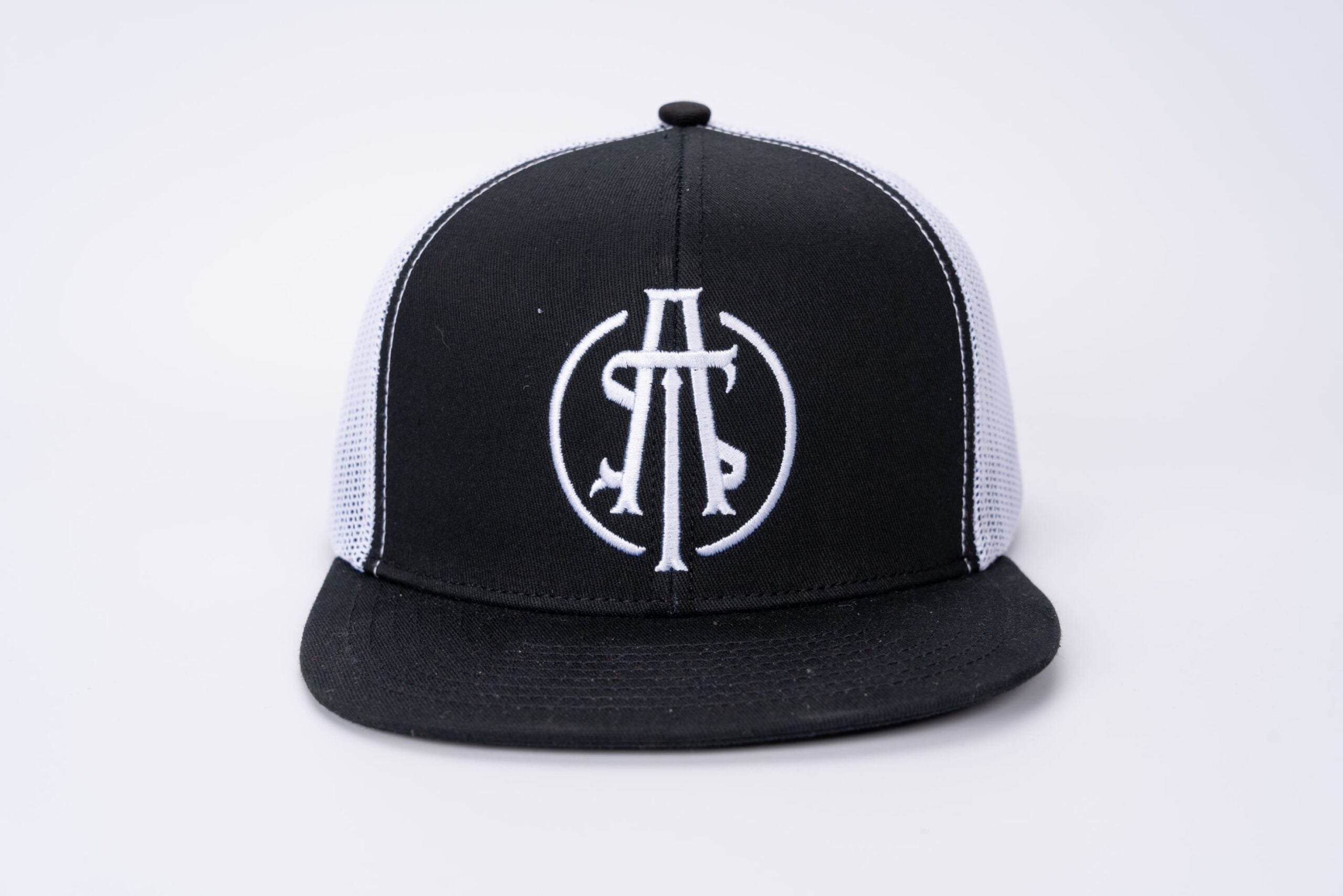 ATS Icon Distressed White Mesh Snapback Trucker Cap