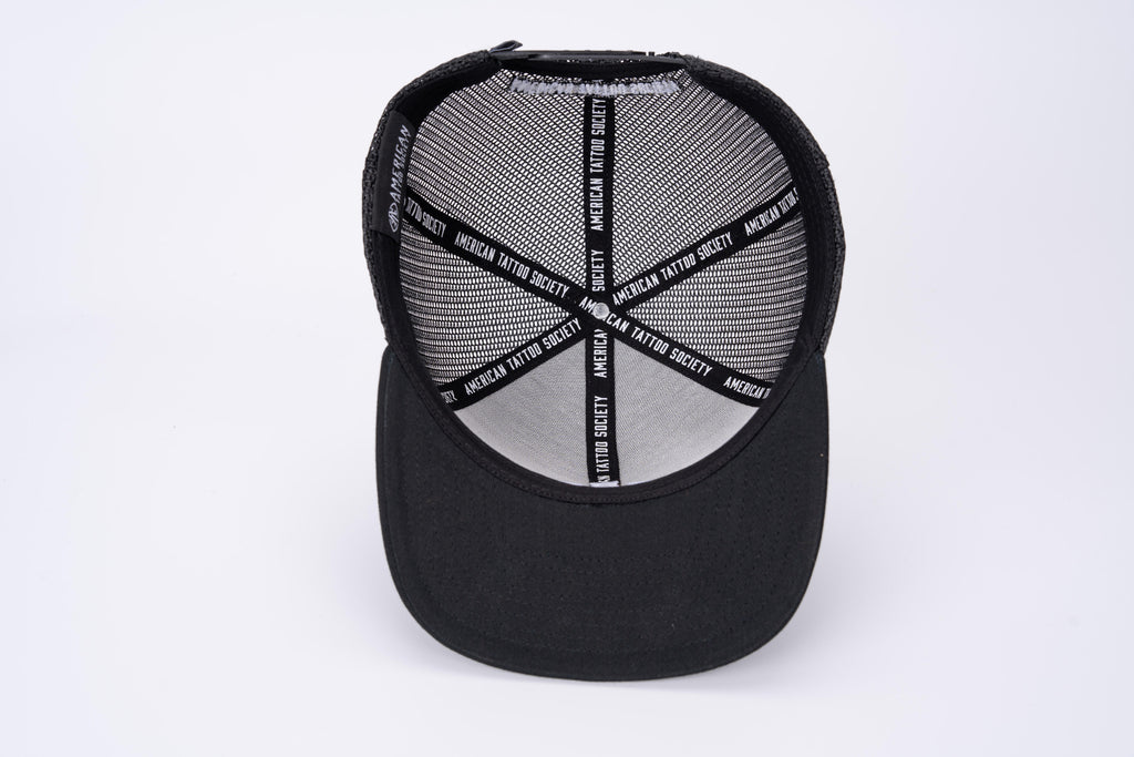 ATS Icon Distressed Black Mesh Snapback Trucker Cap