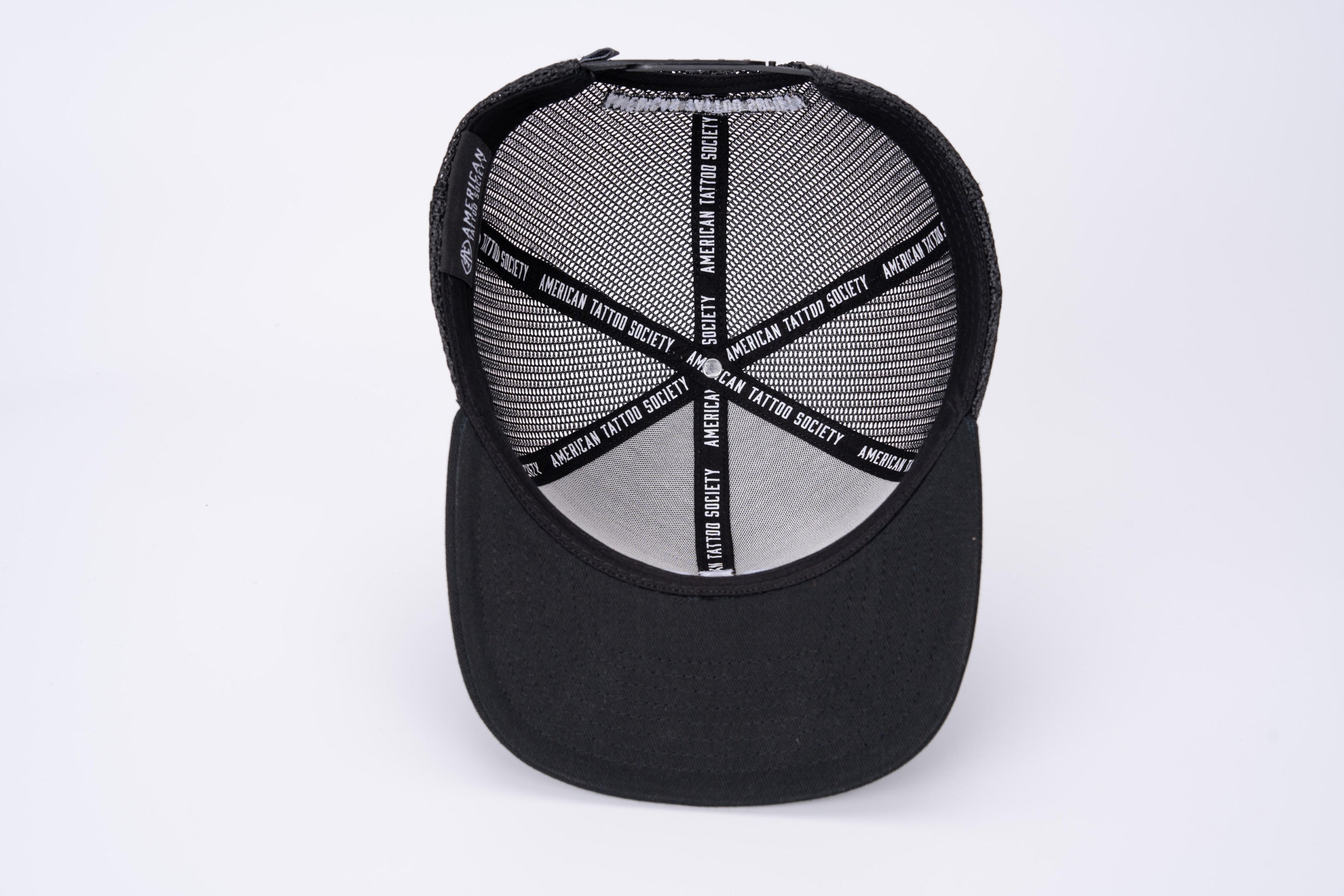 ATS Icon Distressed Black Mesh Snapback Trucker Cap