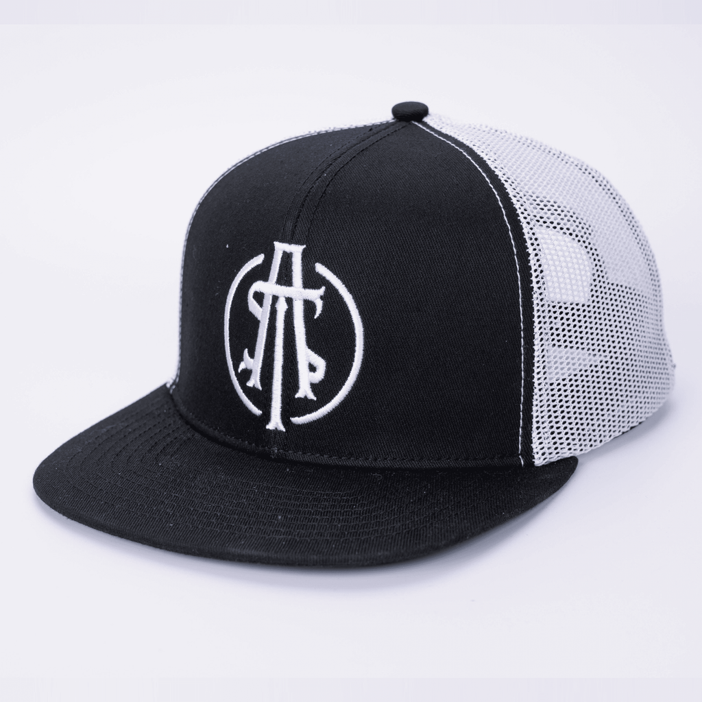 ATS Icon Distressed White Mesh Snapback Trucker Cap
