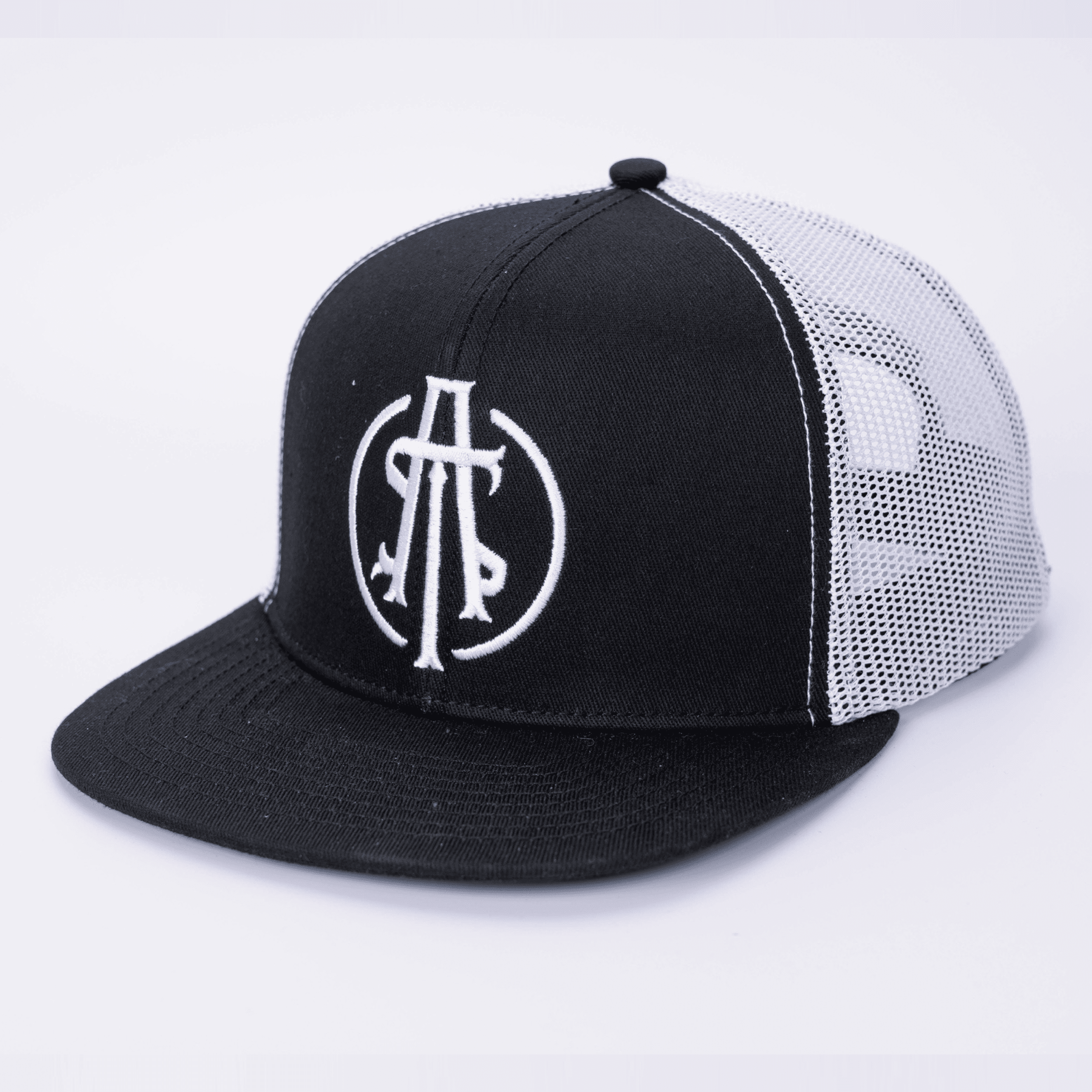 ATS Icon Distressed White Mesh Snapback Trucker Cap