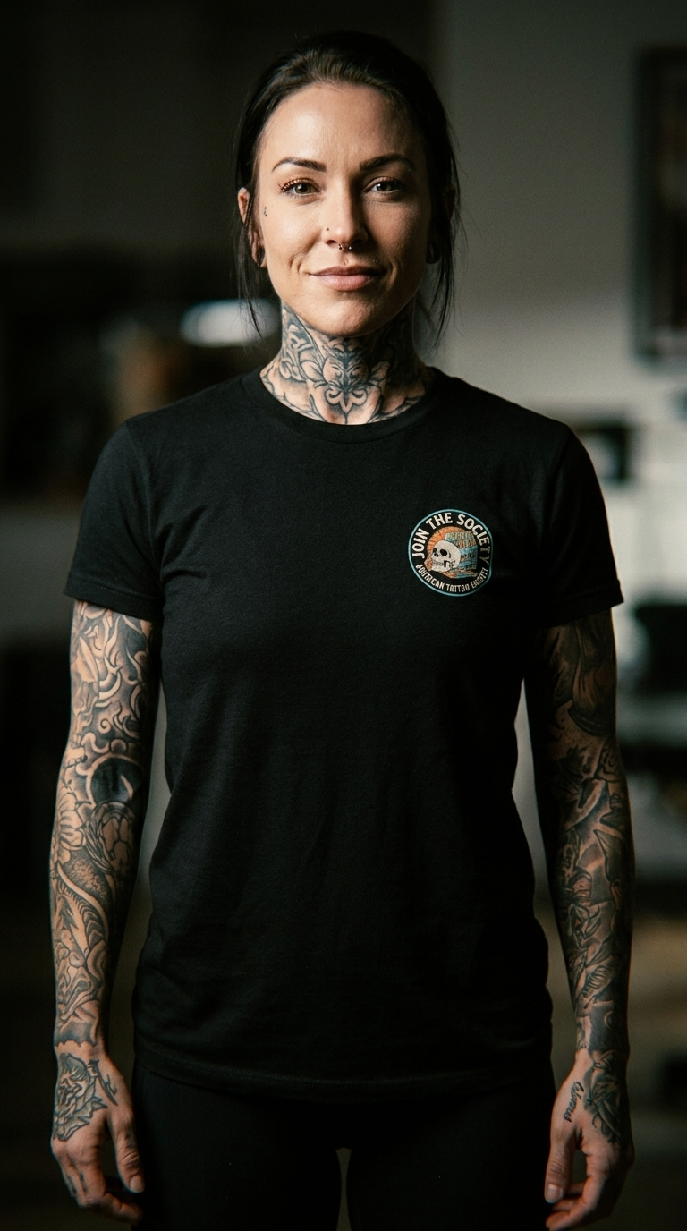 Join the Society Crayon Eaters - Crayon Conflict - American Tattoo Society Sleeve T-Shirt