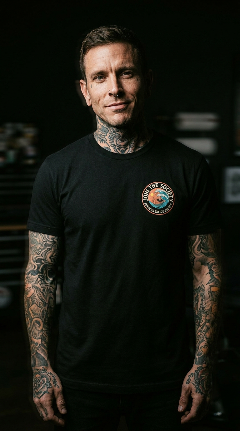 Join the Society Coastie Conflict - American Tattoo Society Sleeve T-Shirt