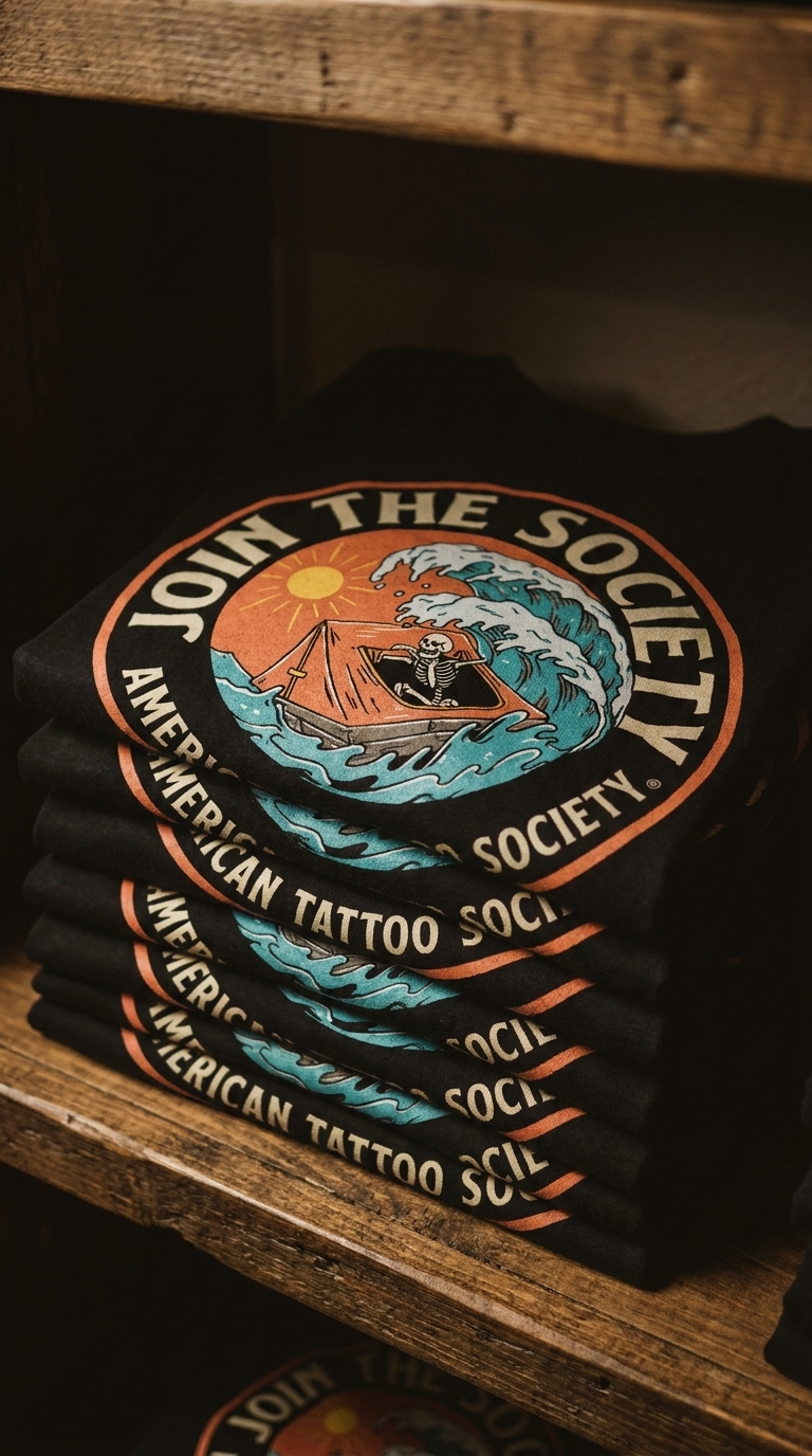 Join the Society Coastie Conflict - American Tattoo Society Sleeve T-Shirt