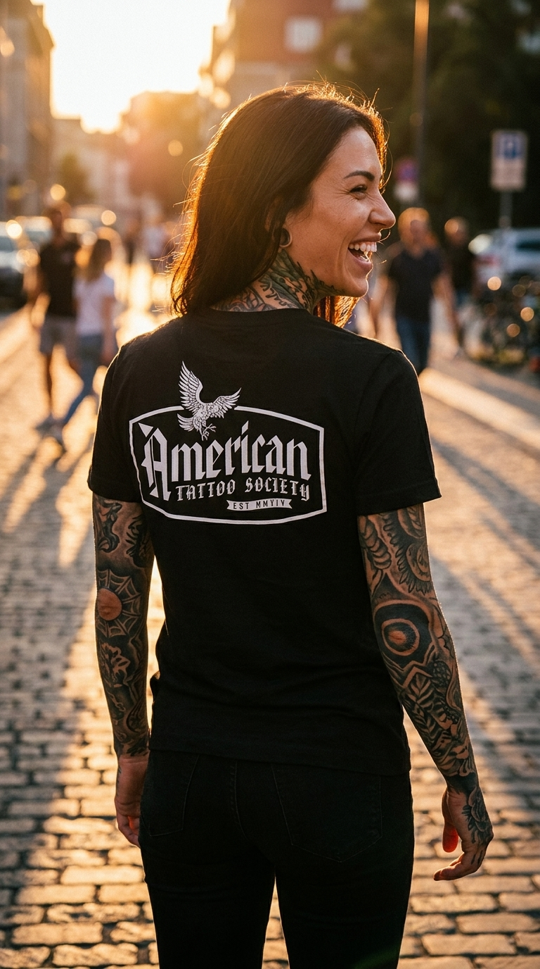 ATS 90s Label - American Tattoo Society Sleeve T-Shirt