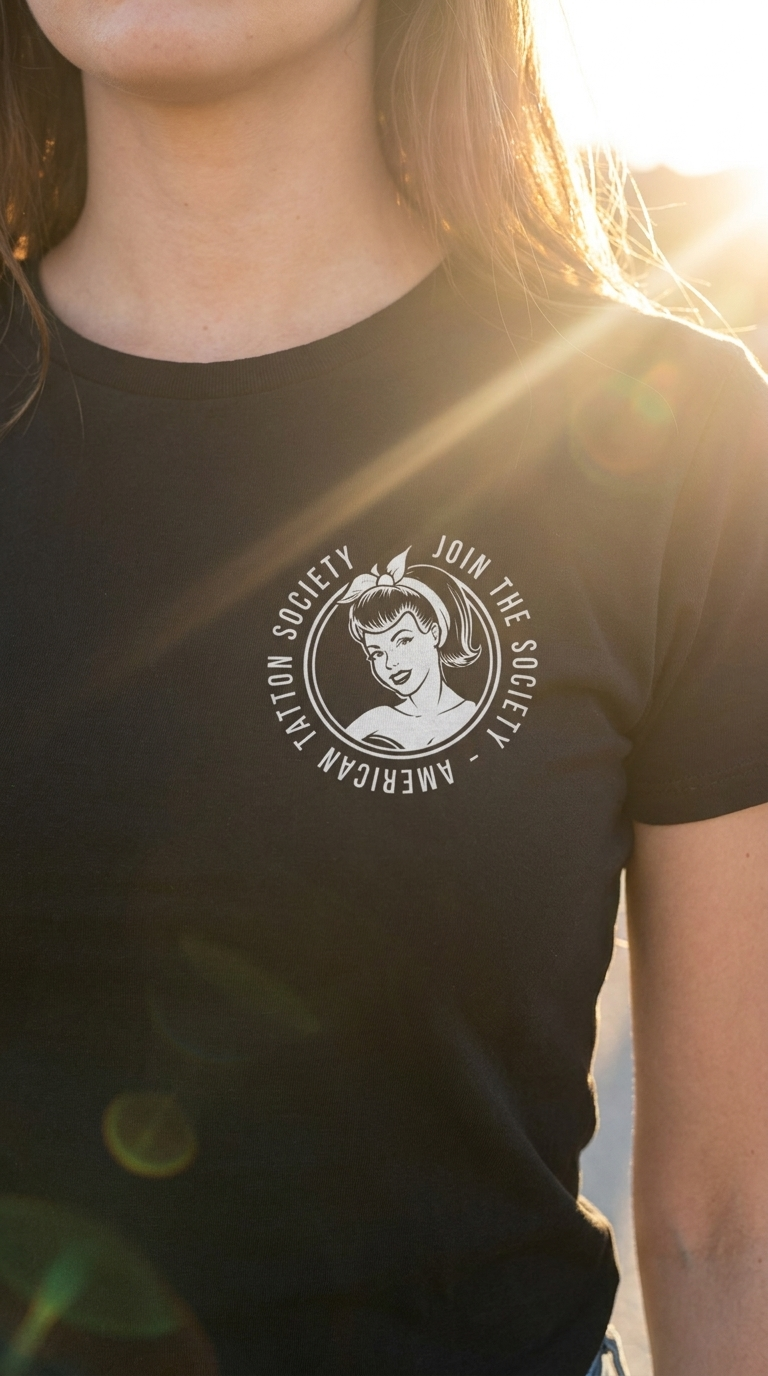 ATS Bomb Pinup - American Tattoo Society Sleeve T-Shirt