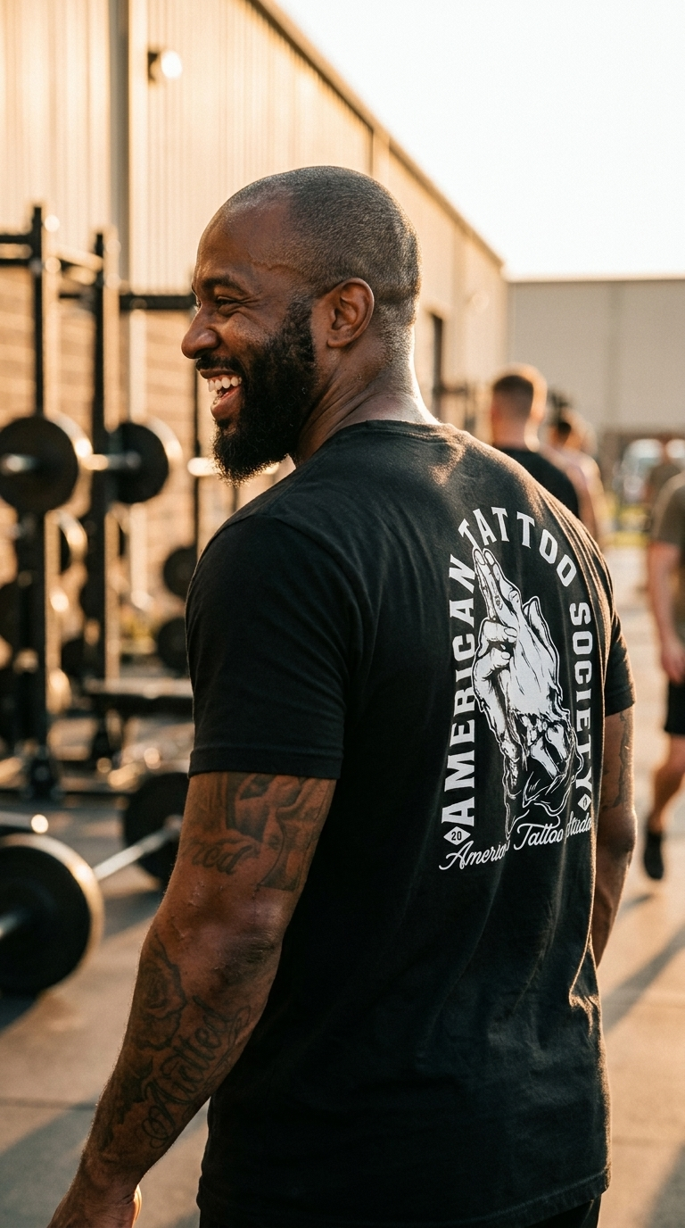 ATS Bang Bang Praying Hands - American Tattoo Society Sleeve T-Shirt