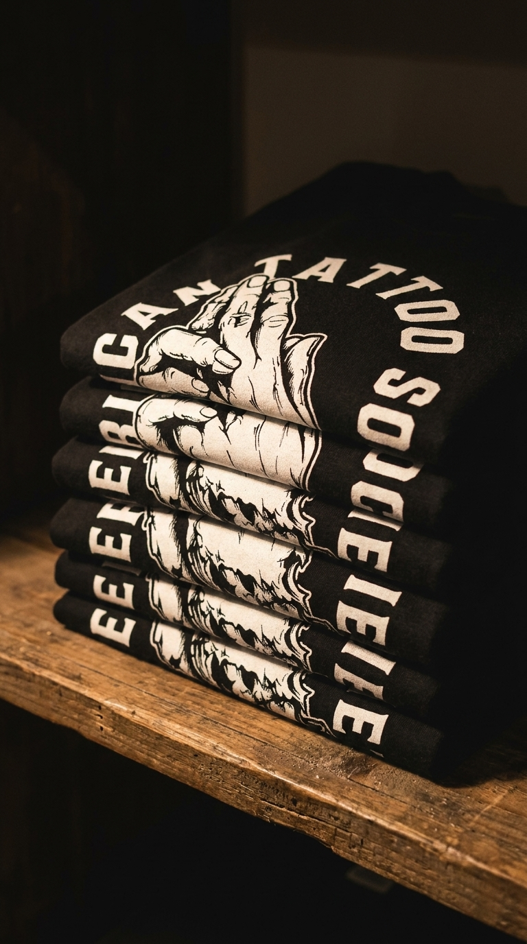ATS Bang Bang Praying Hands - American Tattoo Society Sleeve T-Shirt