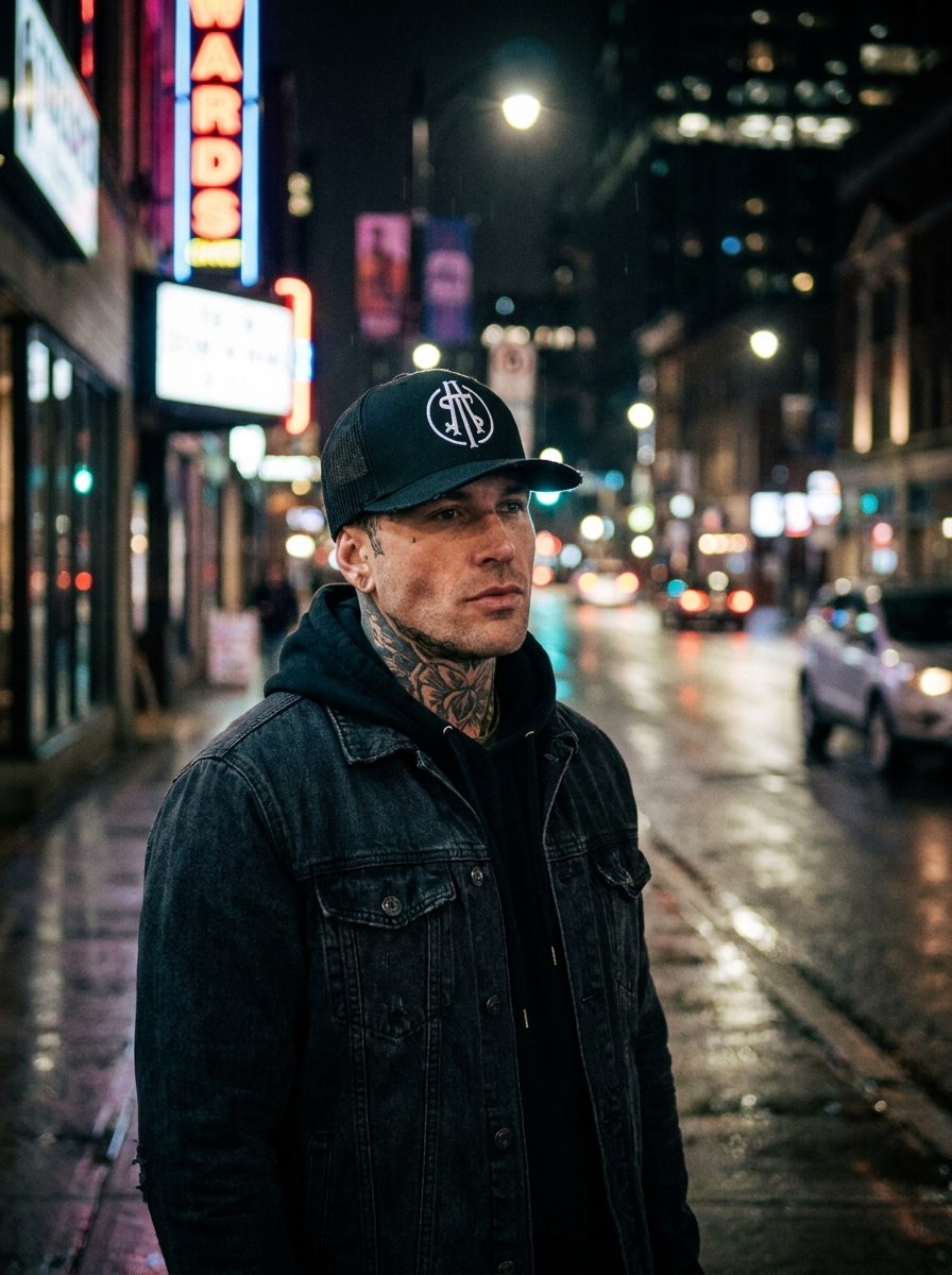 ATS Icon Distressed Black Mesh Snapback Trucker Cap